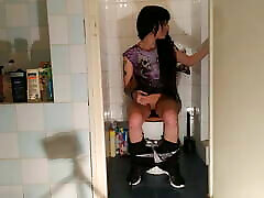 Sexy goth teen pees while playing with her phone pt2 HD