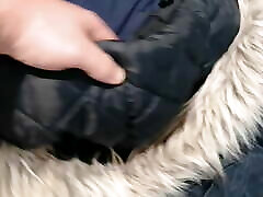 New Look Navy Fur Hood Bomber Jacket Wank Video