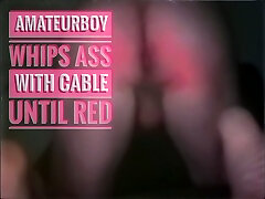 Amateurboy whips ass with cable until red