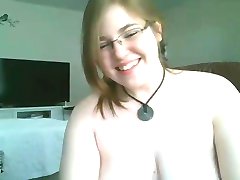 young BBW with glasses masturbates on cam